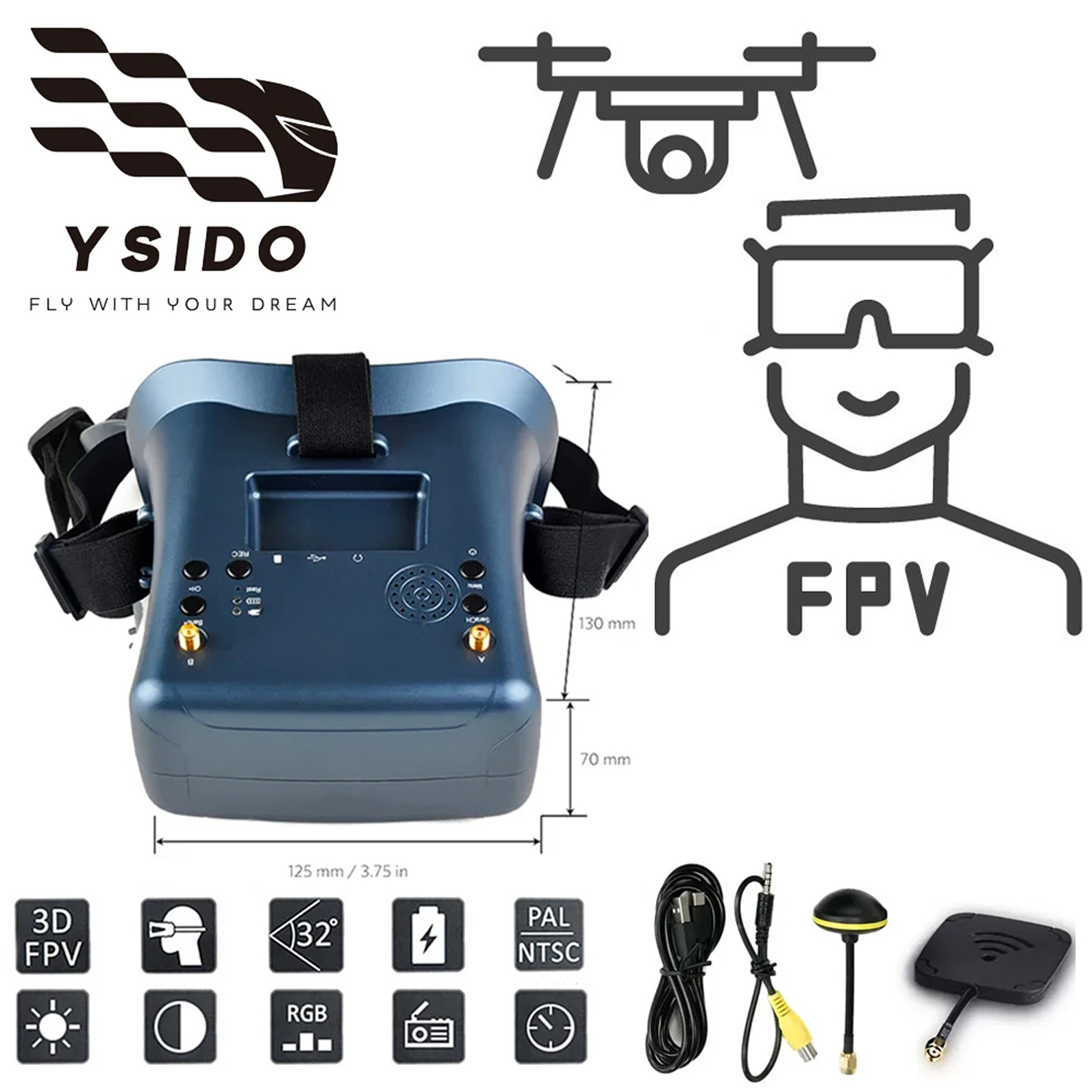 แว่นตา FPV รุ่น 008D 5.8G 40CH - Skyzone Sky04O Pro Fpv Goggles บทวิจารณ์และราคา